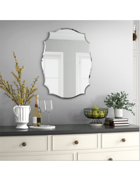 Shaped Bevelled Edge Bathroom Mirror Wall Mounted Sanitary Washroom Decorative Mirror