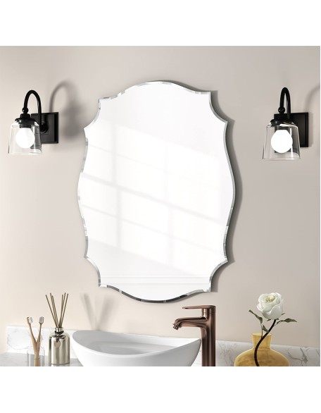 Shaped Bevelled Edge Bathroom Mirror Wall Mounted Sanitary Washroom Decorative Mirror
