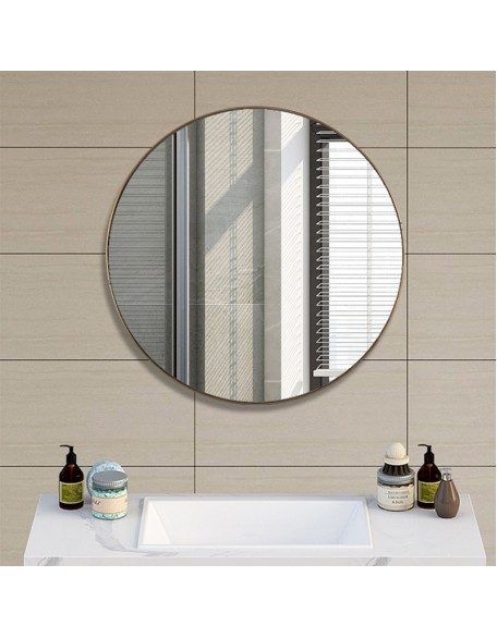 Bathroom Mirror Creative Decorative Round Bathroom Mirror Wall Mounted No Punch Makeup Mirror