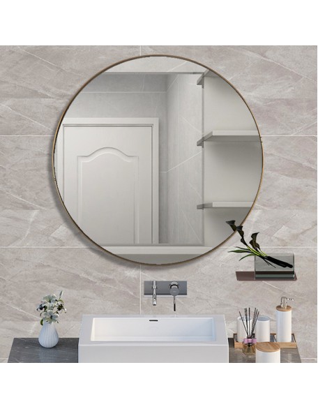 Bathroom Mirror Creative Decorative Round Bathroom Mirror Wall Mounted No Punch Makeup Mirror