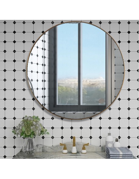 Bathroom Mirror Creative Decorative Round Bathroom Mirror Wall Mounted No Punch Makeup Mirror