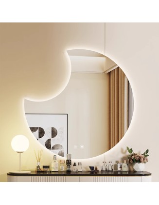 Wall-mounted smart light vanity mirror with lights girls bedroom desktop desktop Netflix girl heart dressing table mirror
