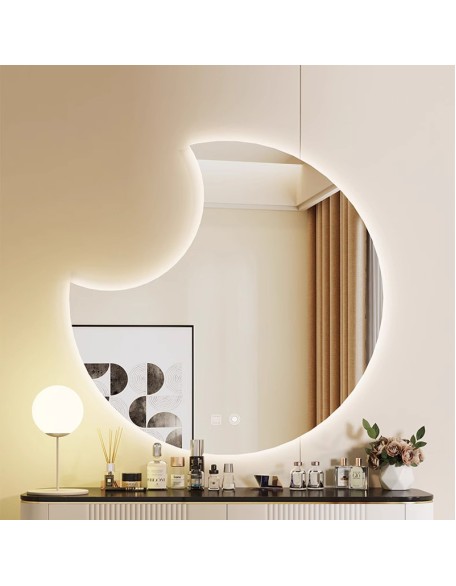 Wall-mounted smart light vanity mirror with lights girls bedroom desktop desktop Netflix girl heart dressing table mirror