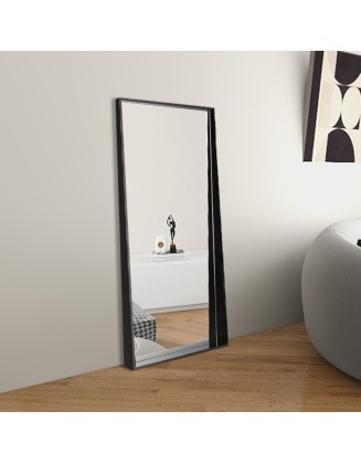 Simple black stainless steel mirror full body floor household bedroom fitting mirror