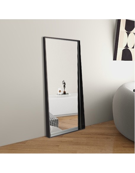 Simple black stainless steel mirror full body floor household bedroom fitting mirror