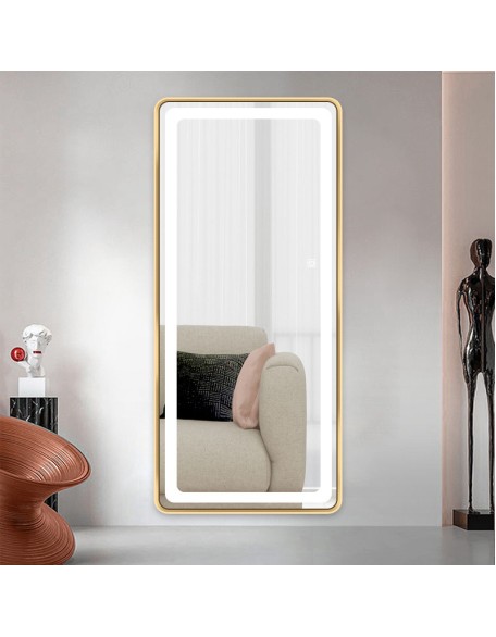HD anti-fog silver mirror hanging smart touch screen LED light full body mirror fitting mirror