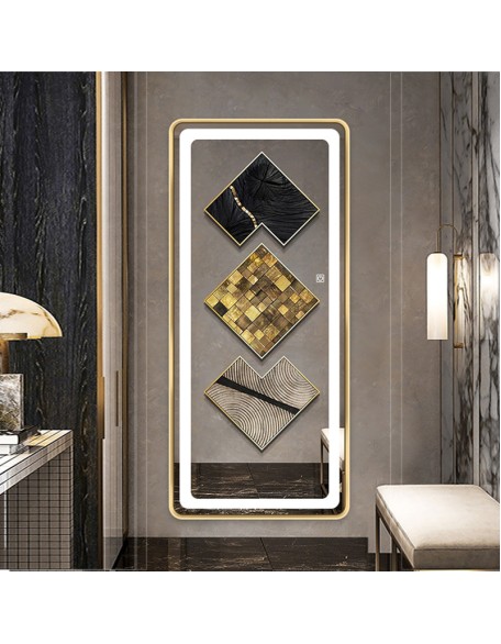 HD anti-fog silver mirror hanging smart touch screen LED light full body mirror fitting mirror