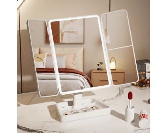 Mirror cosmetic mirror with lights desktop desktop standable folding household magnifying combing beauty mirror