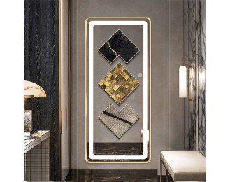HD anti-fog silver mirror hanging smart touch screen LED light full body mirror fitting mirror